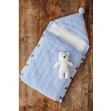 tinykiddesign [istediğiniz Ismi Nakışla Yazıyoruz] Bebek Kundağı Mavi Örgülü Içi Peluş Örgülü Yenidoğan Kundak