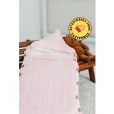 tinykiddesign [istediğiniz Ismi Nakışla Yazıyoruz] Bebek Kundağı Pembe Örgülü Içi Peluş Örgülü Yenidoğan Kundak
