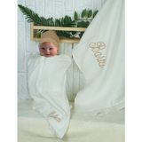 Tinykiddesign Pamuklu Bambu Müslin Tulum Kundak Battaniye Seti Istediğiniz Ismi Nakışla Yazıyoruz - Beyaz
