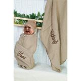 Tinykiddesign Pamuklu Bambu Müslin Tulum Kundak Battaniye Seti Istediğiniz Ismi Nakışla Yazıyoruz - Kahverengi