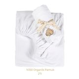 tinylamb 2'li Organik Pamuk Penye Beyaz Lastikli Çarşaf - 60x120 Cm | %100 Organik Bebek Çarşafı
