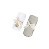 tinylamb Organik Beyaz - Koyu Bej Renk Lastikli Bebek Çarşafı 60x120cm - 2 Adet - Çocuk Çarşafı