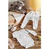 tinylamb SNOW STAR Organik Pamuk Penye Yeni Doğan Mini Set - Patikli Pijamalı - 3 Parça