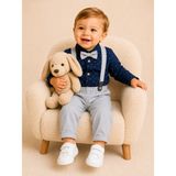 tinytrends Erkek Bebek %100 Pamuk Zıbın Gömlek Salopet Takım Elbise Düğün Mevlüt - 6 - 9 Ay - Gri