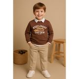 tinytrends Erkek Bebek&çocuk West Coast Tour 3'lü Takım Sweatshirt Gömlek Pantolon - Kahverengi - 4 Yaş
