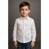 tinytrends Erkek Çocuk Beyaz Uzun Kollu Gömlek Classic Askı Papyon Hediyeli Düz Desenli