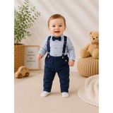 tinytrends Erkek Çocuk Cool Salopet Papyon Gömlek Pantolon 4 Lü Takım Mevlüt Bayramlık - 18 - 24 Ay - Lacivert