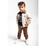 tinytrends Erkek Çocuk Gabardin Ceket ve Jogger Pantolon 3'lü Takım Elbise - Kahverengi - 5 Yaş