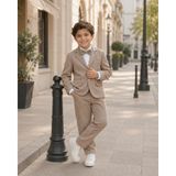 tinytrends Erkek Çocuk Gentleman Ceketli Papyonlu 4'lü %100 Pamuk Takım Elbise - Kahve - 6 Yaş