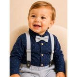 tinytrends Erkek Çocuk Gentleman Ceketli Papyonlu 4'lü %100 Pamuk Takım Elbise - Krem - 8 Yaş