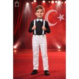 tinytrends Erkek Çocuk Salopet Takım Elbise 23 Nisan Gösteri Kıyafeti - 10 Yaş - Siyah - Beyaz