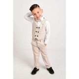 tinytrends Erkek Çocuk Takım Elbise Gün Bayramlık Papyonlu Yelekli Slim Fit Tasarım - Krem - 4 Yaş