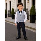 tinytrends Erkek Çocuk Yelek Gömlek Papyon Pantolon Takım Elbise - Açık Gri - 6 Yaş