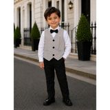 tinytrends Erkek Çocuk Yelek Gömlek Papyon Pantolon Takım Elbise - Bej - 6 Yaş