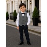 tinytrends Erkek Çocuk Yelek Gömlek Papyon Pantolon Takım Elbise - Füme - 4 Yaş