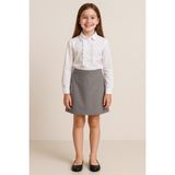 tinytrends Kız Çocuk %100 Pamuk Gabardin Esnek Bel Okul Şort Etek - Gri - 8 - 9 Yaş
