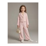 tinytrends Kız Çocuk Double Ceket Pantolon 2'li Takım Elbise Düğüm Bayramlık