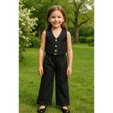 tinytrends Kız Çocuk Exclusive Cut Lady Çizgili Takım Elbise Yelek Ve Pantolon