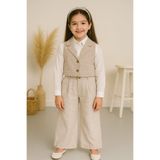 tinytrends Kız Çocuk Keten Yelek ve Pantolon 2'li Takım