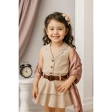 tinytrends Kız Çocuk Linen Yelek Ve Etek Elbise 2'li Takım