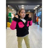 Tinyvoi Kız Çocuk Ceket Fuşya - Siyah Renkli Polyester Malzeme ile Casual Tasarım - 7 - 8 Yaş