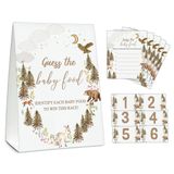 TIOFUNO Guess the Baby Food Parti Oyunları, Baby Shower Oyun Seti, 1 Ayakta İşaret + 25 Cevap Kartı + 6 Numara Kartı, Orman Orman Hayvanları Cinsiyet Gösterimi Parti Süslemeleri Malzemeleri -A12