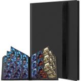 TiopLior Ticaret Kartı Klasör Tutucu 9 Cep Kartı Albüm Klasörü, 360 Yandan Yüklemeli Cep Bağlayıcılı Kart Toplama Klasörü MTG Commander EDH Yugioh TCG Oyun Kartlarına Uygun, Spor Kartları (Siyah)