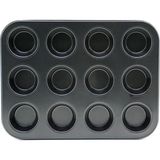 Tios Shop Krm 12 Gözlü Metal - Siyah Düz Muffin - Kek Kalıp (5047) Krm - Çok Renkli
