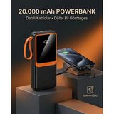 Tios Shop Krm Dahili Çoklu Kablolu 20000 Mah Powerbank Dijital Pil Göstergeli Telefon Şarj Cihazı Krm - Çok Renkli