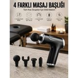 Tios Shop Krm Masaj Tabancası 4 Başlıklı Kas ve Vücut Ağrıları Için Şarjlı Darbeli Krm