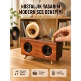 Tios Shop Krm Nostaljik Gramofon Bluetooth Hoparlör – Fm Radyo + USB + Sd Kart Destekli Krm - Çok Renkli