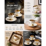Tios Shop Krm Shopwave Luxury Yaldızlı Beyaz 6 Kişilik Kahve Fincan Takımı 90 ml (0177) Krm - Çok Renkli