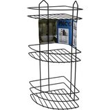 Tios Shop Krm Siyah 3 Katlı - Üçgen Metal Banyo Köşelik - Duşkabin Raf (5047) Krm
