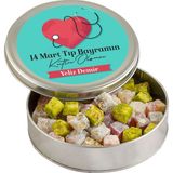 Tıp Bayramı Hediyesi Çifte Kavrulmuş Lokum (Metal Yuvarlak Kutu) 300g