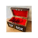 Tip Box Bahşiş Kutusu, Ahşap, Kırmızı Kadife İç, Dekoratif