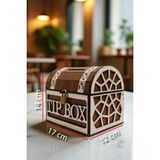 Tip Box- Bahşiş Kutusu - Kumbara “sandık Tipi Tipbox” Ceviz+Ayna Renk