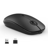 Tip C Kablosuz Fare, Vssoplor USB C Şarj Edilebilir Taşınabilir Sessiz MacBook Fare iPad Fare USB ve Tip C Alıcı PC, Dizüstü Bilgisayar, MacBook, Tablet için Çift Modlu Dizüstü Bilgisayar Faresi -