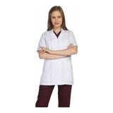 TıpMod Kadın Kısa Kol Ceket Yaka Doktor Önlüğü - Beyaz