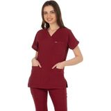 TıpMod Yarasa Kol Likralı Bordo Doktor / Hemşire Forması