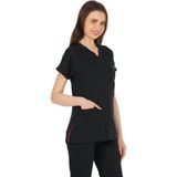 TıpMod Yarasa Kol Likralı Siyah Doktor / Hemşire Forması - 2XL