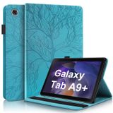 TIPOYOROO Samsung Galaxy Tab A9 Plus 11 inç 2023 (SM-X210/X216/X218) için Kılıf, Kapaklı Kılıf Samsung Galaxy Tab A9+ 5g PU Deri Elastik Bant ve Kart Tutuculu -Turkuaz