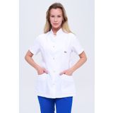 TIPTEKS Hakim Yaka Ceket Boy Kısa Kollu Beyaz Önlük Kadın Doktor Hemşire Laboratuvar Önlüğü