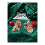 /TİPTOP / BORDO MİNELİ GOLD YAPRAK KÜPE TTT-000000057