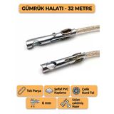 Tır Dorse Kamyon Konteyner Gümrük Halatı Galvanizli Çelik Tel 32 Metre 6Mm