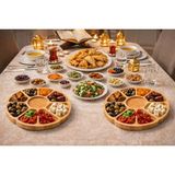 Tiran Mg Concept 20 cm 7 Bölmeli Bambu Sunum Tabağı – Yuvarlak Kahvaltı & Çerezlik Servis Tepsisi, Orta Sosluklu Doğal Ahşap Sunumluk-🎁 Sürpriz Hediye(Stoklarla sınırlı)