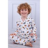 Tiril Tiril 102 Erkek Çocuk Uzun Kollu Gömlek Pijama Takım-Beyaz