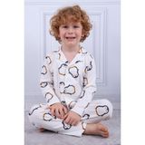 Tiril Tiril 103 Erkek Çocuk Uzun Kollu Gömlek Pijama Takım-Beyaz