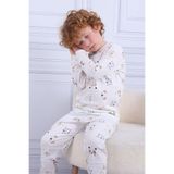 Tiril Tiril Erkek Çocuk Uzun Kollu Bisiklet Yaka Pijama Takımı, Beyaz, 3 Yaş