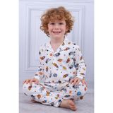 Tiril Tiril Erkek Çocuk Uzun Kollu Pijama Takımı, Beyaz, 3 Yaş