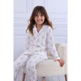 Tiril Tiril Kız Çocuk Uzun Kollu Pijama Takımı, Beyaz, 3 Yaş